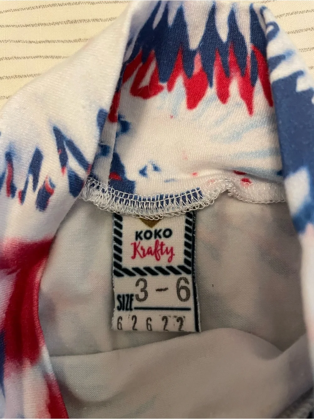 3-6 Month Baby Handmade Tie-Dye Diaper Cover - Red, Blue & White